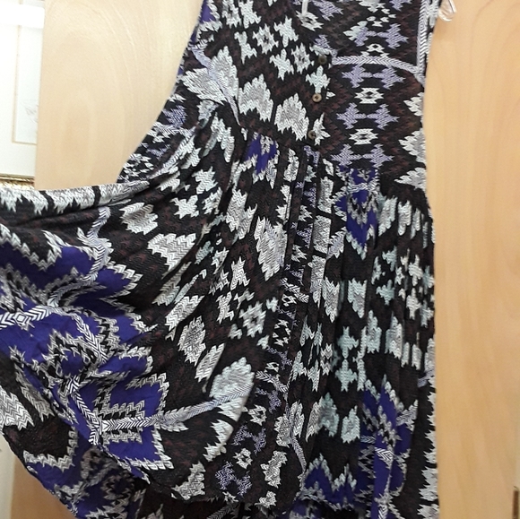 Free People Black Purple take me to thailand Geometric Aztec Print dress - Picture 3 of 15